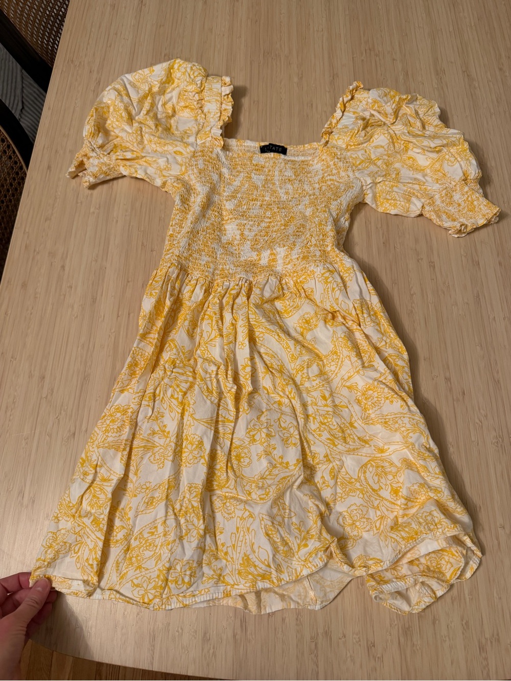 1. State Yellow and White Floral Smocked Dress